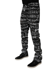 Dolce & Gabbana Zwarte Katoenen spijkerbroek met rechte pijpen en logo-opdruk