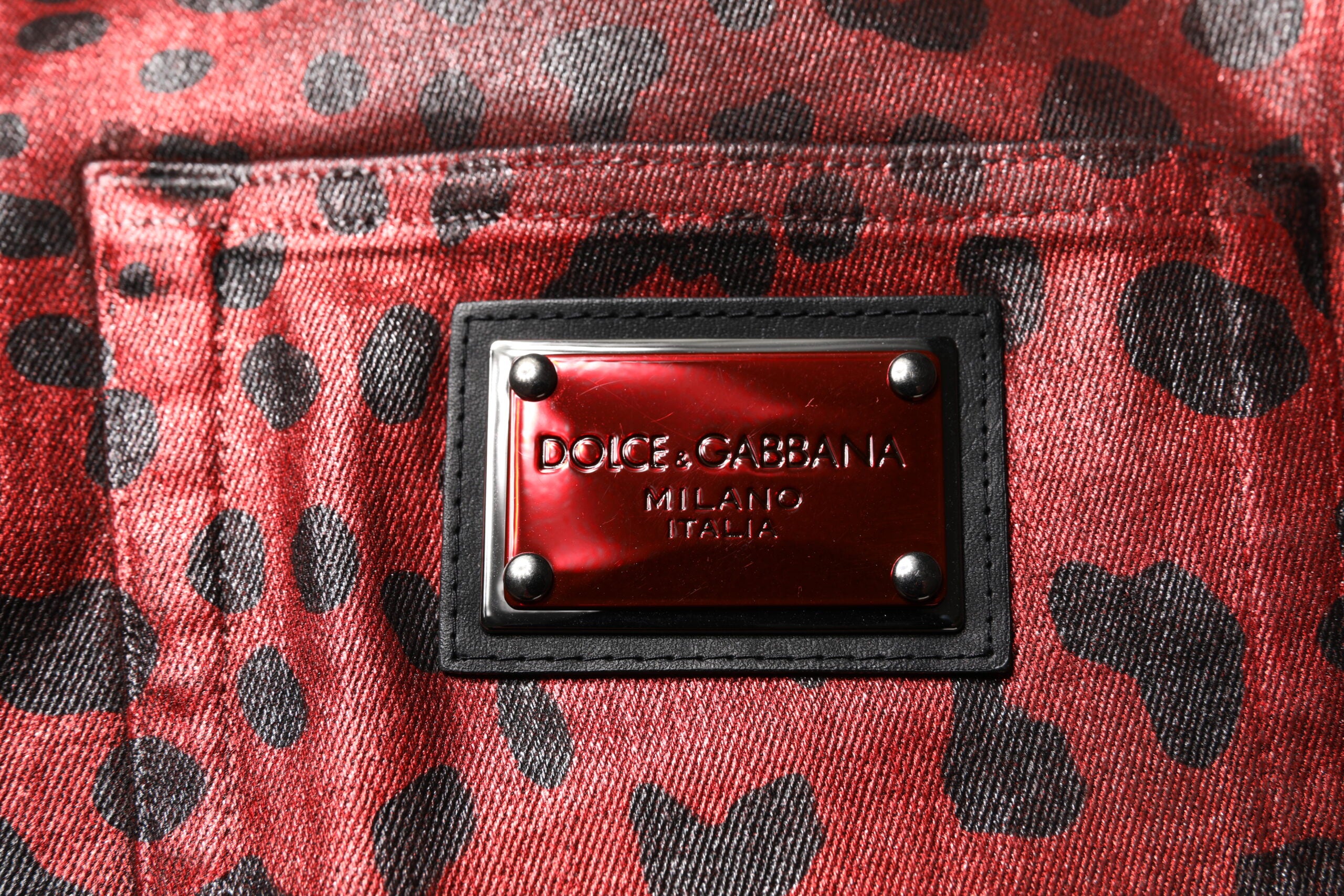 Dolce & Gabbana Rote Leopard Baumwoll Straight Herren Jeans