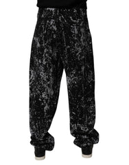 Dolce & Gabbana Schwarze Tie-Dye Baumwoll-Straight-Jeans für Herren