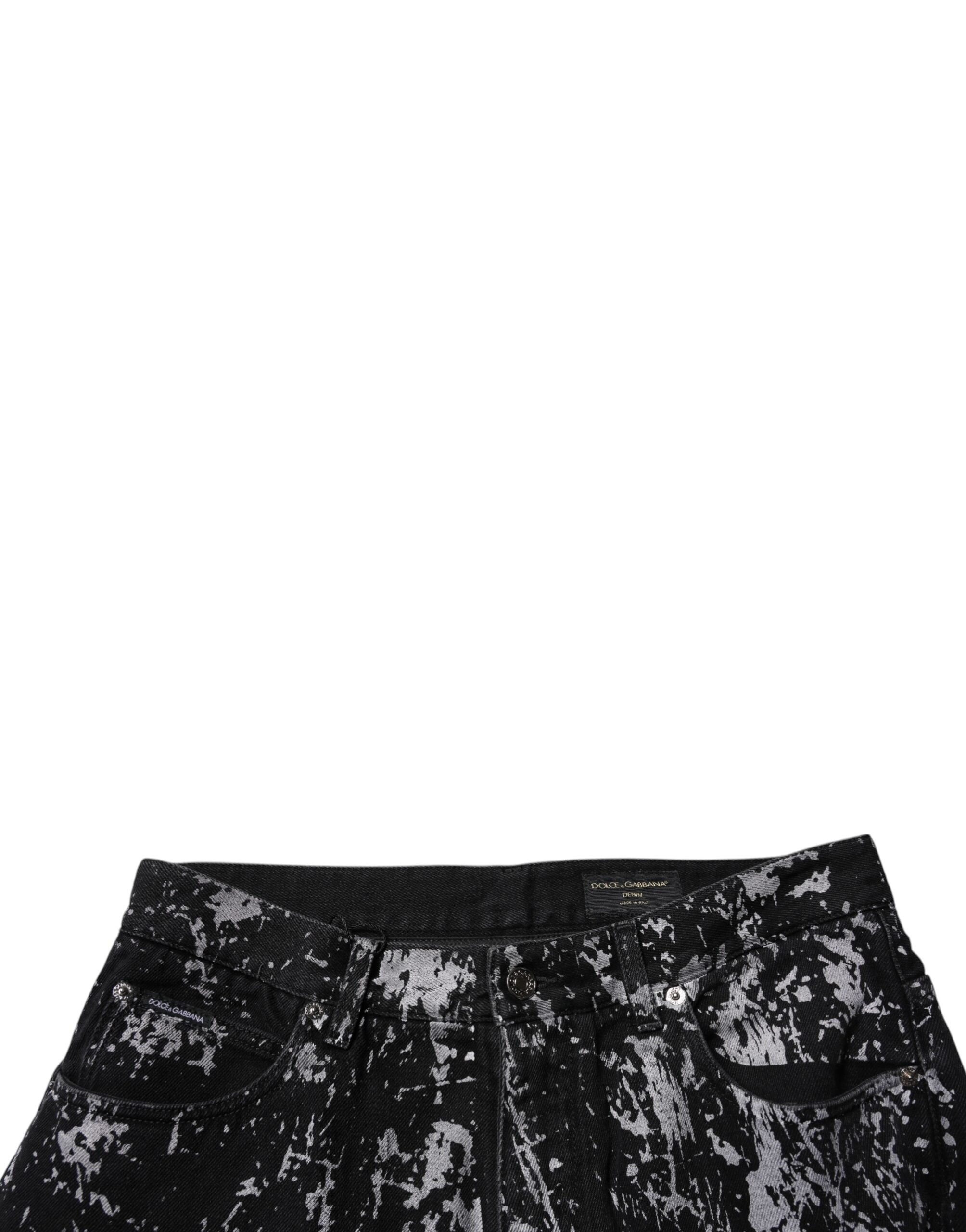 Dolce & Gabbana Schwarze Tie-Dye Baumwoll-Straight-Jeans für Herren