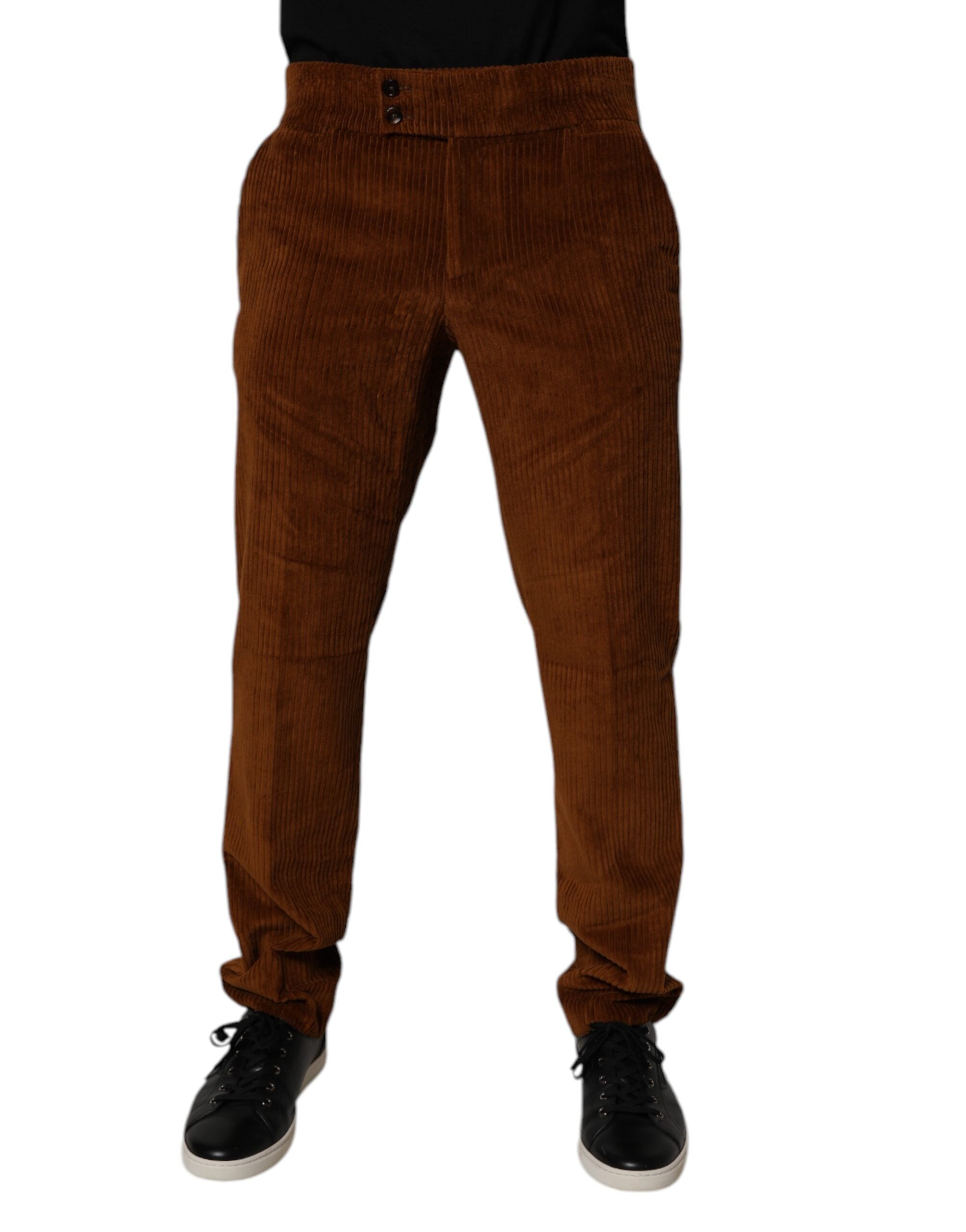 Dolce & Gabbana Dunkelbraune Cord-Baumwoll-Skinny-Jeans