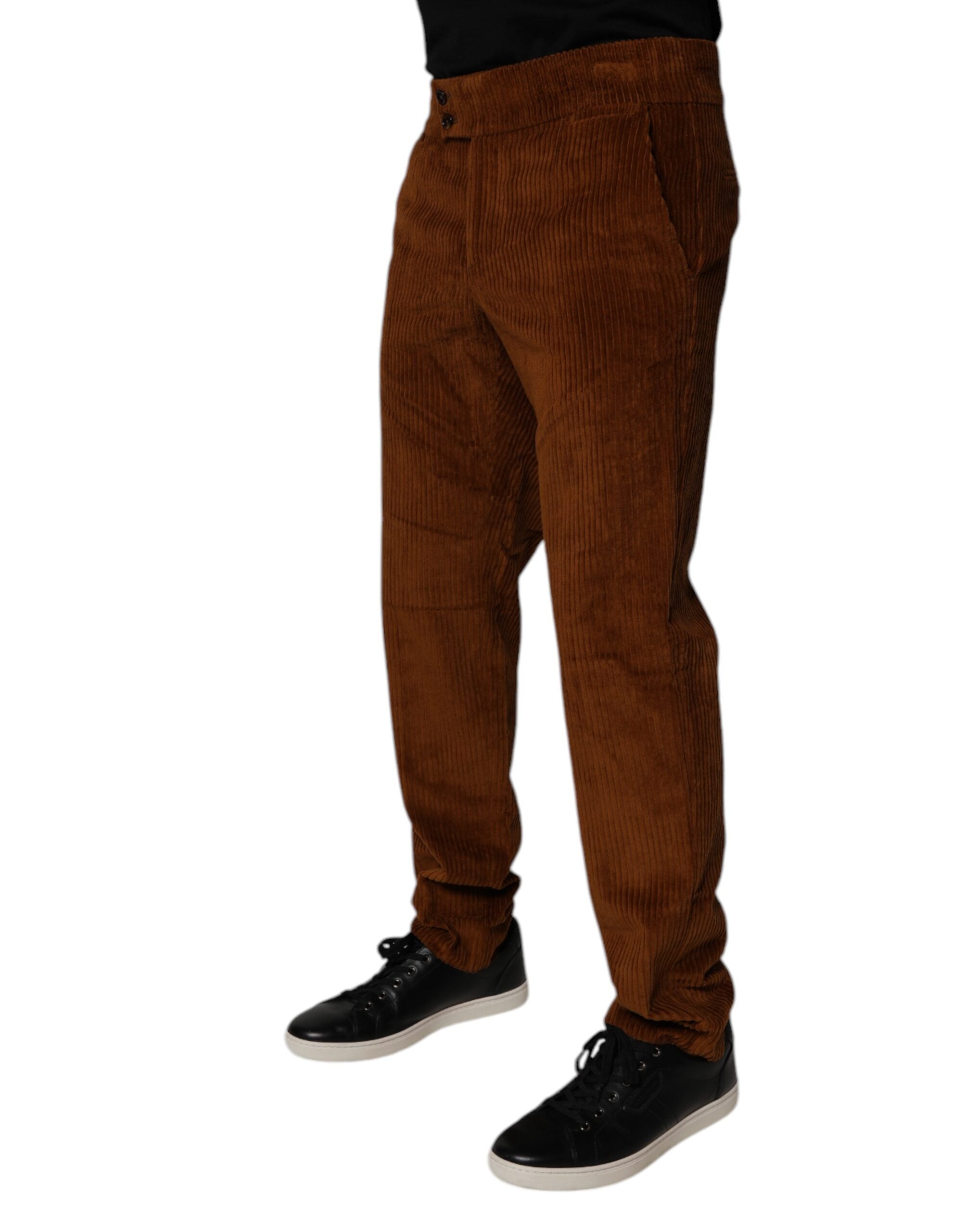 Dolce & Gabbana Dunkelbraune Cord-Baumwoll-Skinny-Jeans