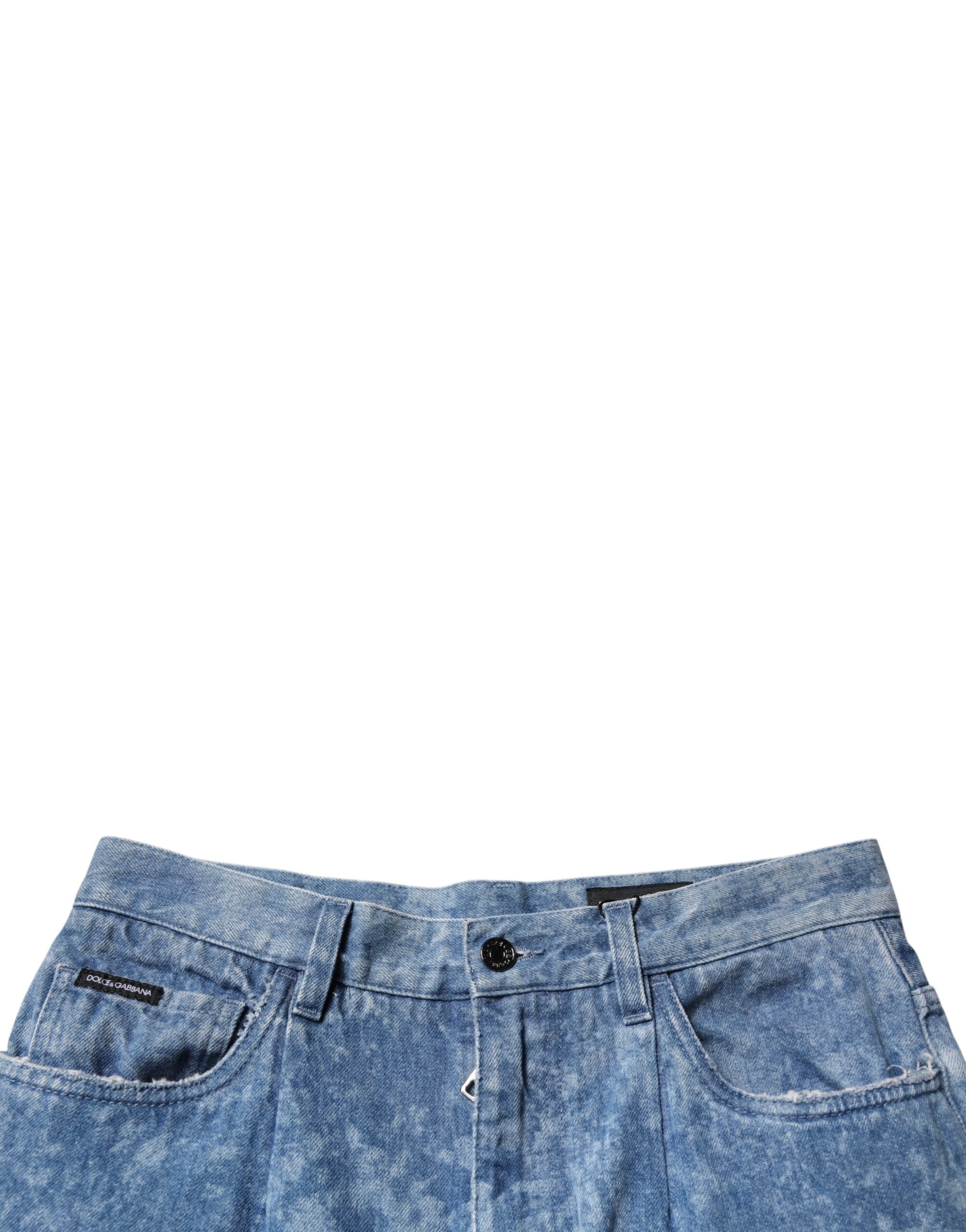 Dolce & Gabbana Blaue Batik Baumwoll-Skinny-Herrenjeans