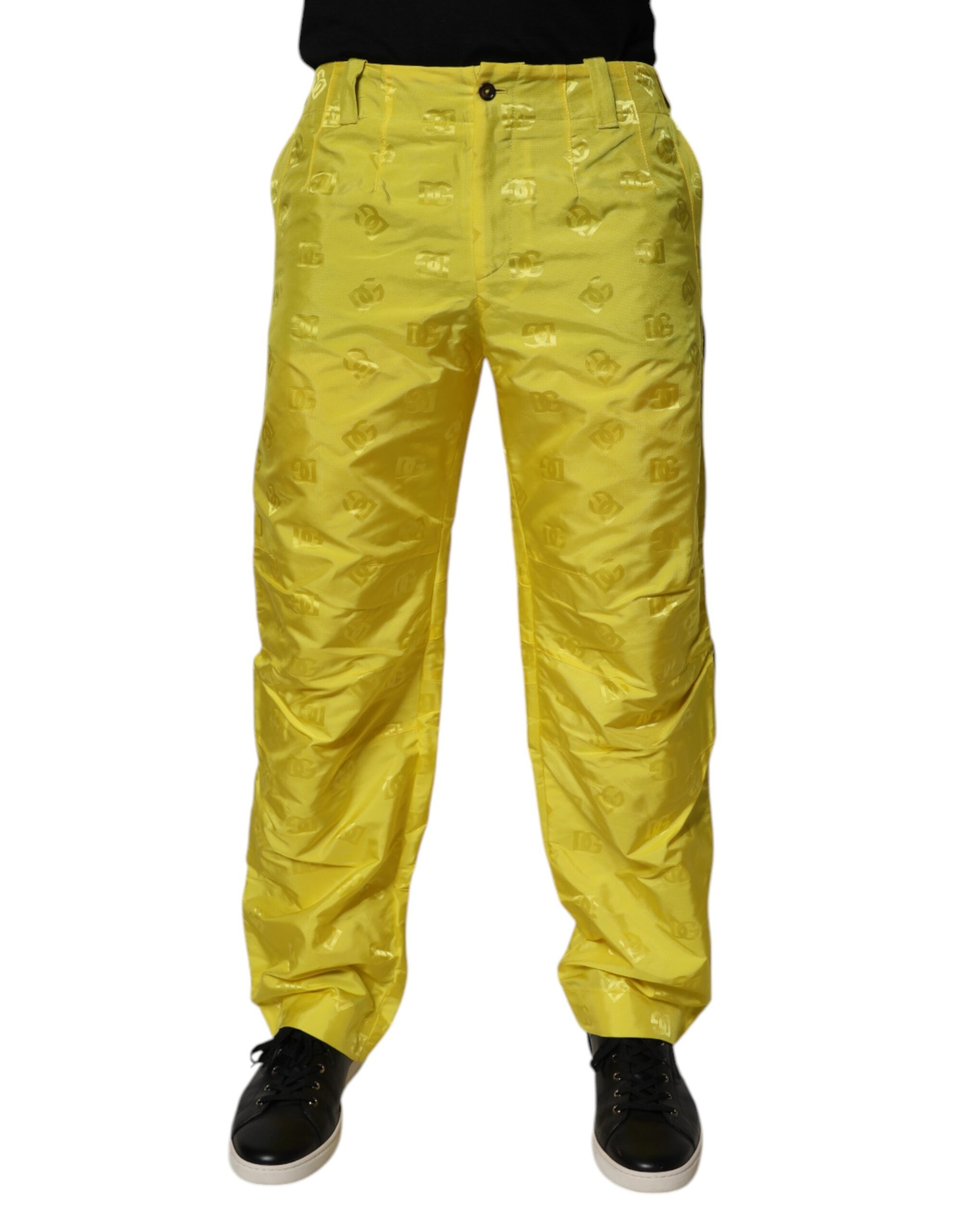 Dolce & Gabbana Gelbe DG Monogramm Straight-Pants aus Polyester