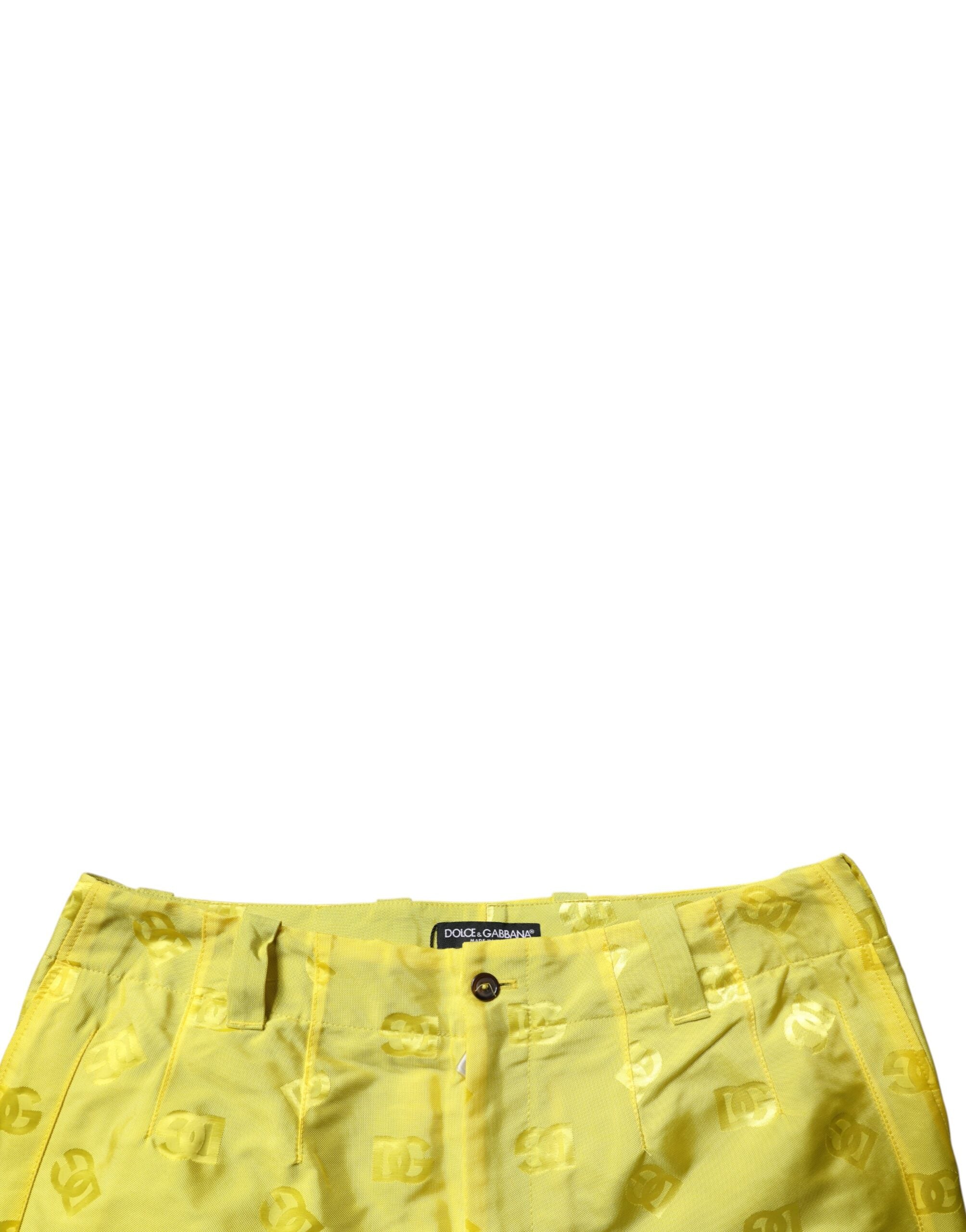 Dolce & Gabbana Gelbe DG Monogramm Straight-Pants aus Polyester