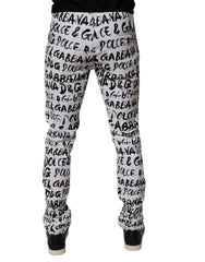 Dolce & Gabbana Weiße Baumwoll-Skinny-Jeans mit Logo-Print