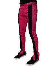 Dolce & Gabbana Pink Black Stripe Slim Fit Herren Anzughose
