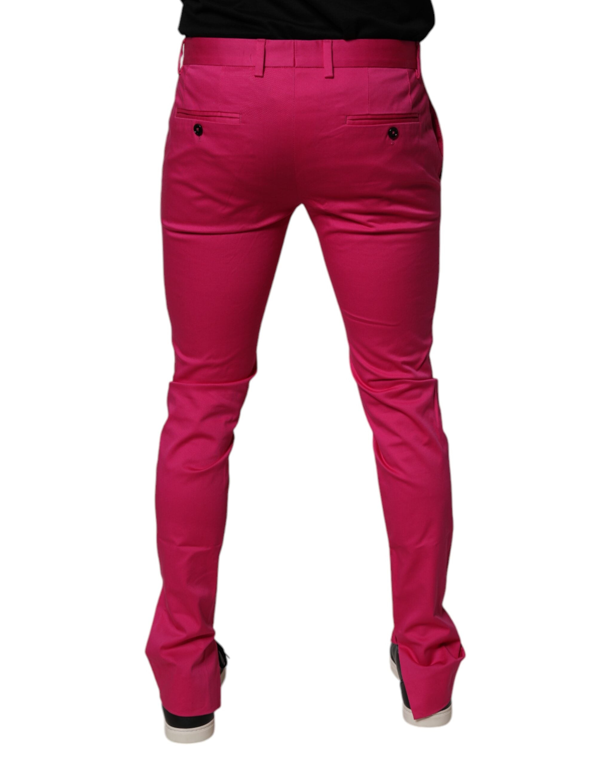 Dolce & Gabbana Pink Black Stripe Slim Fit Herren Anzughose