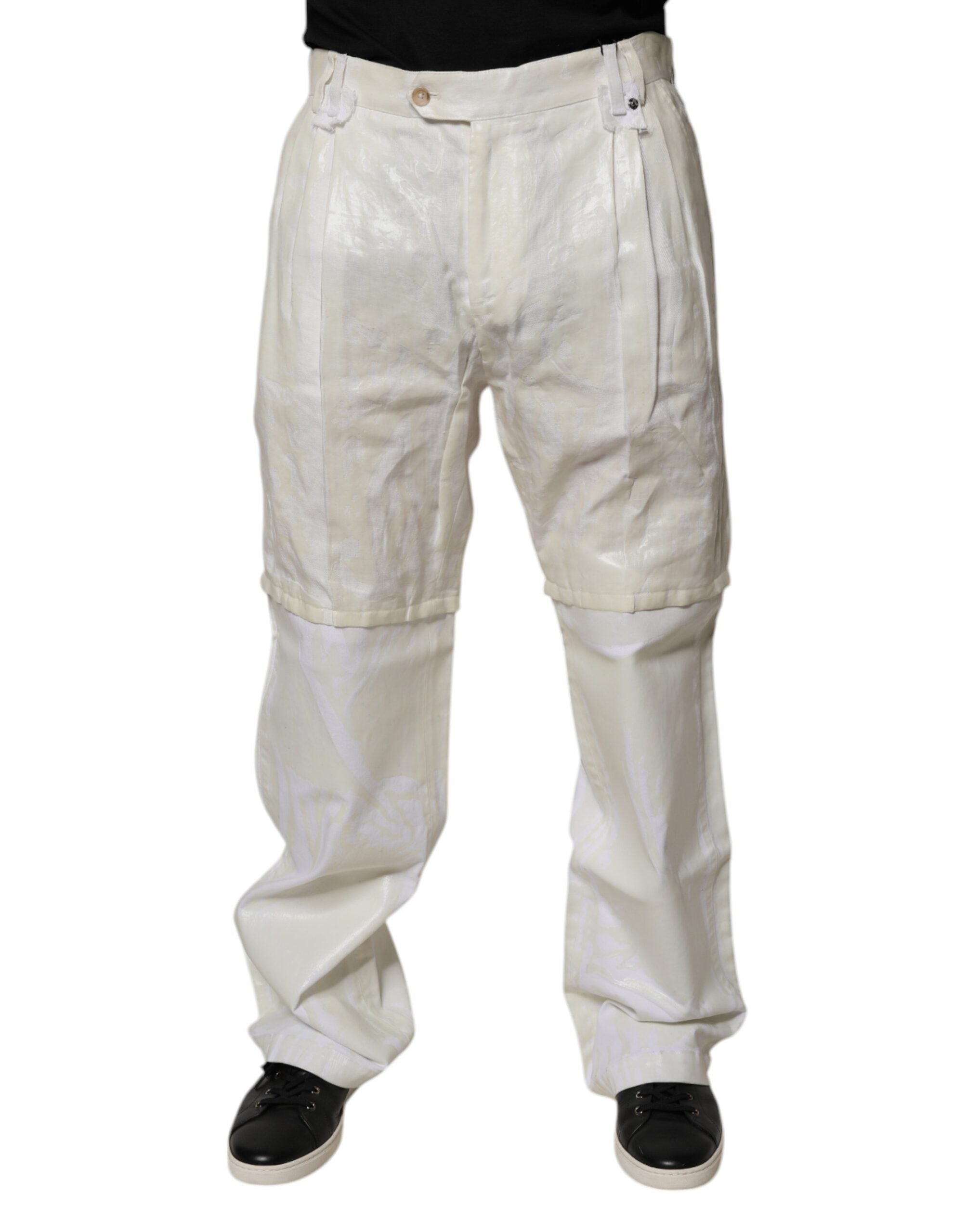 Dolce & Gabbana Weiße Leinen Mid Waist Straight Herren-Jeans