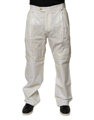 Dolce & Gabbana Weiße Leinen Mid Waist Straight Herren-Jeans