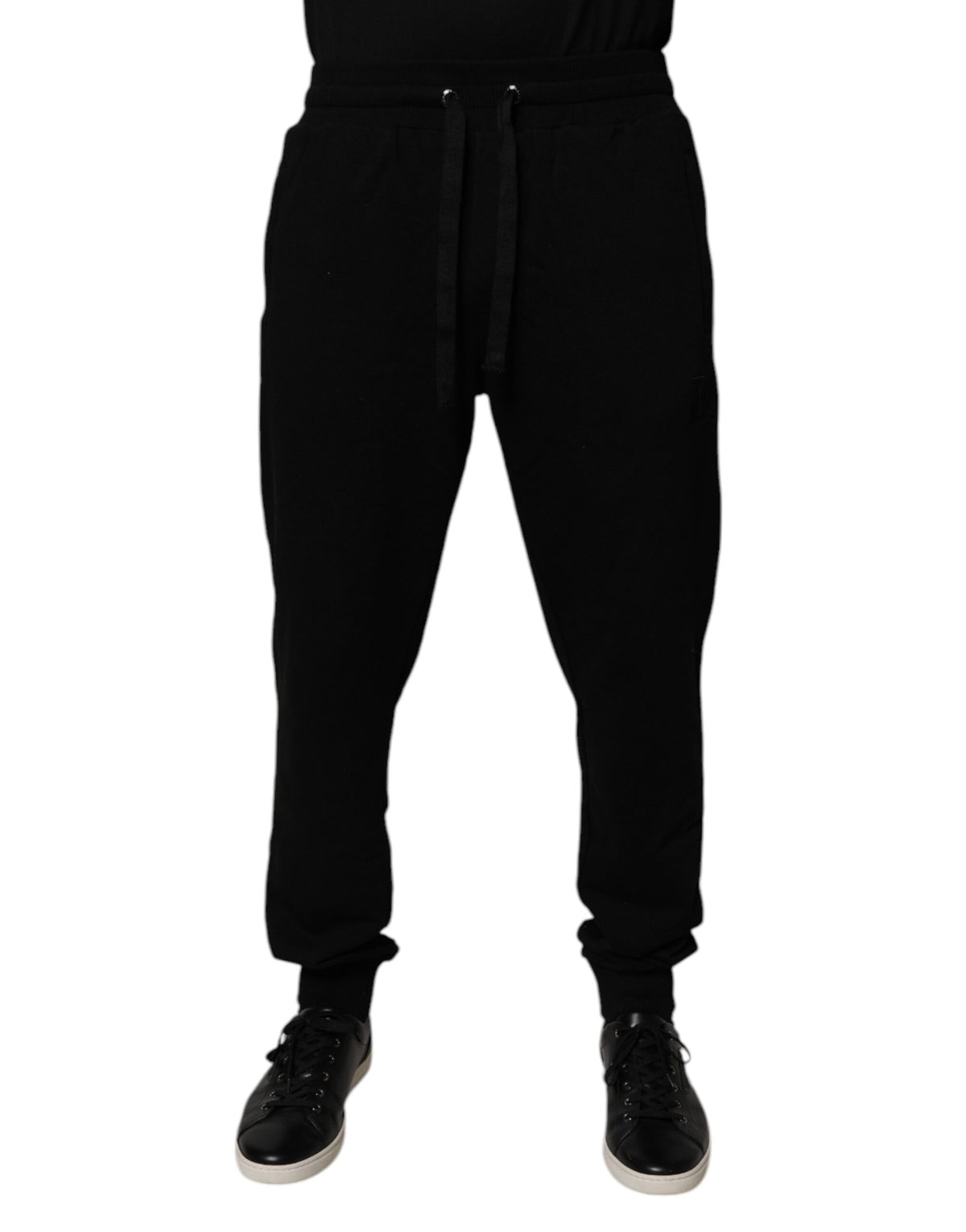 Dolce & Gabbana Schwarze Baumwolle Mid Waist Jogger-Sweatpants Hose