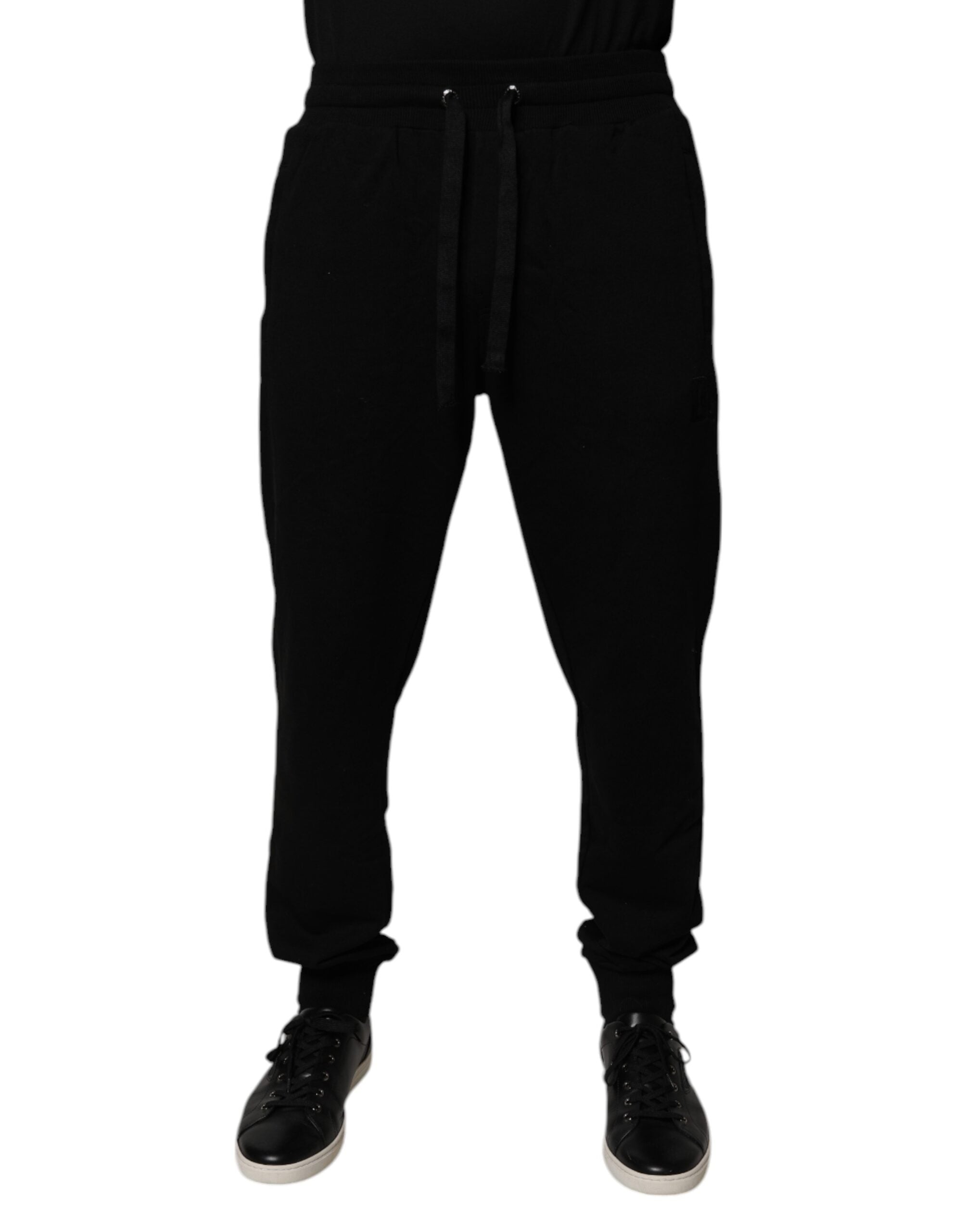 Dolce & Gabbana Schwarze Baumwolle Mid Waist Jogger-Sweatpants Hose