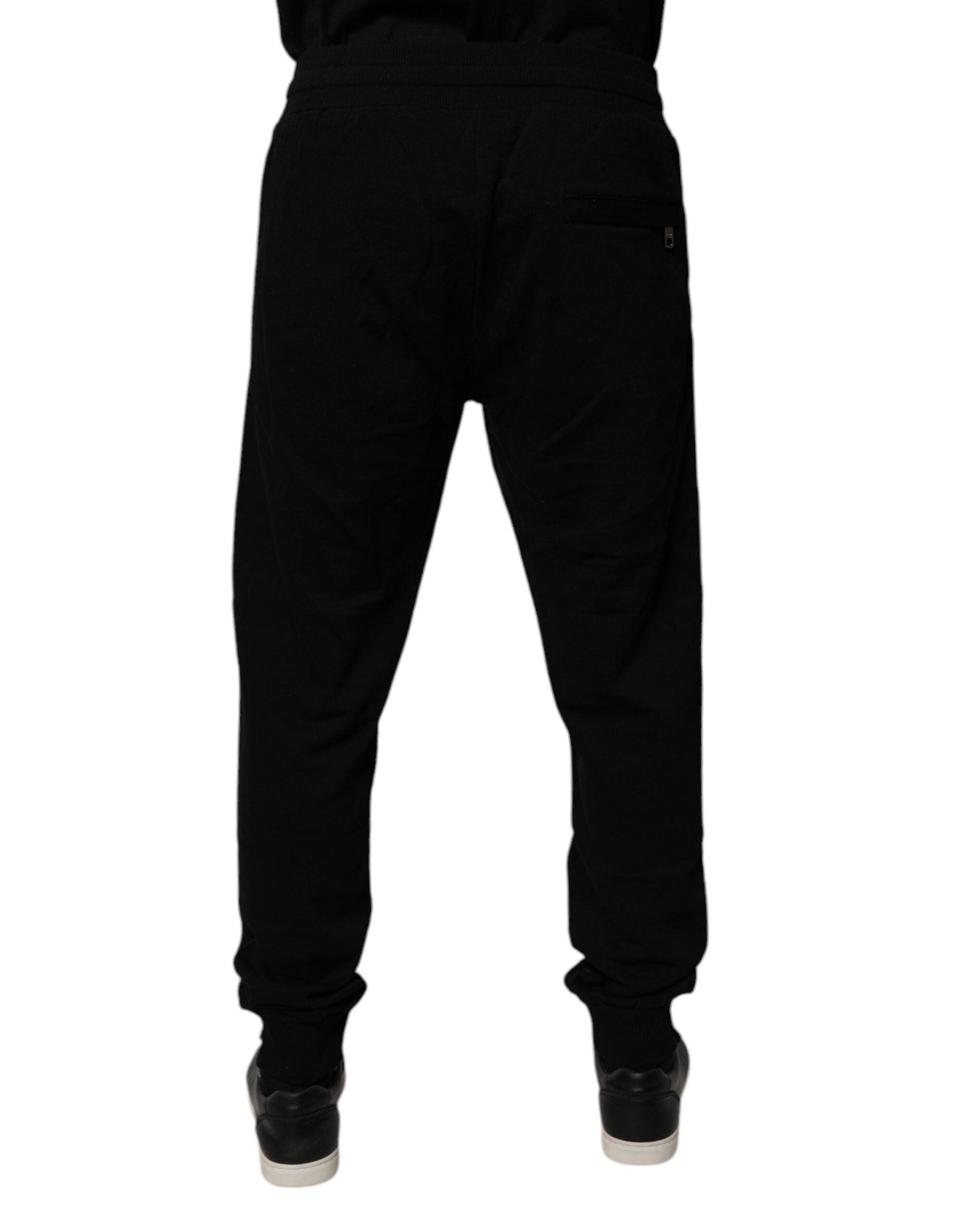 Dolce & Gabbana Schwarze Baumwolle Mid Waist Jogger-Sweatpants Hose