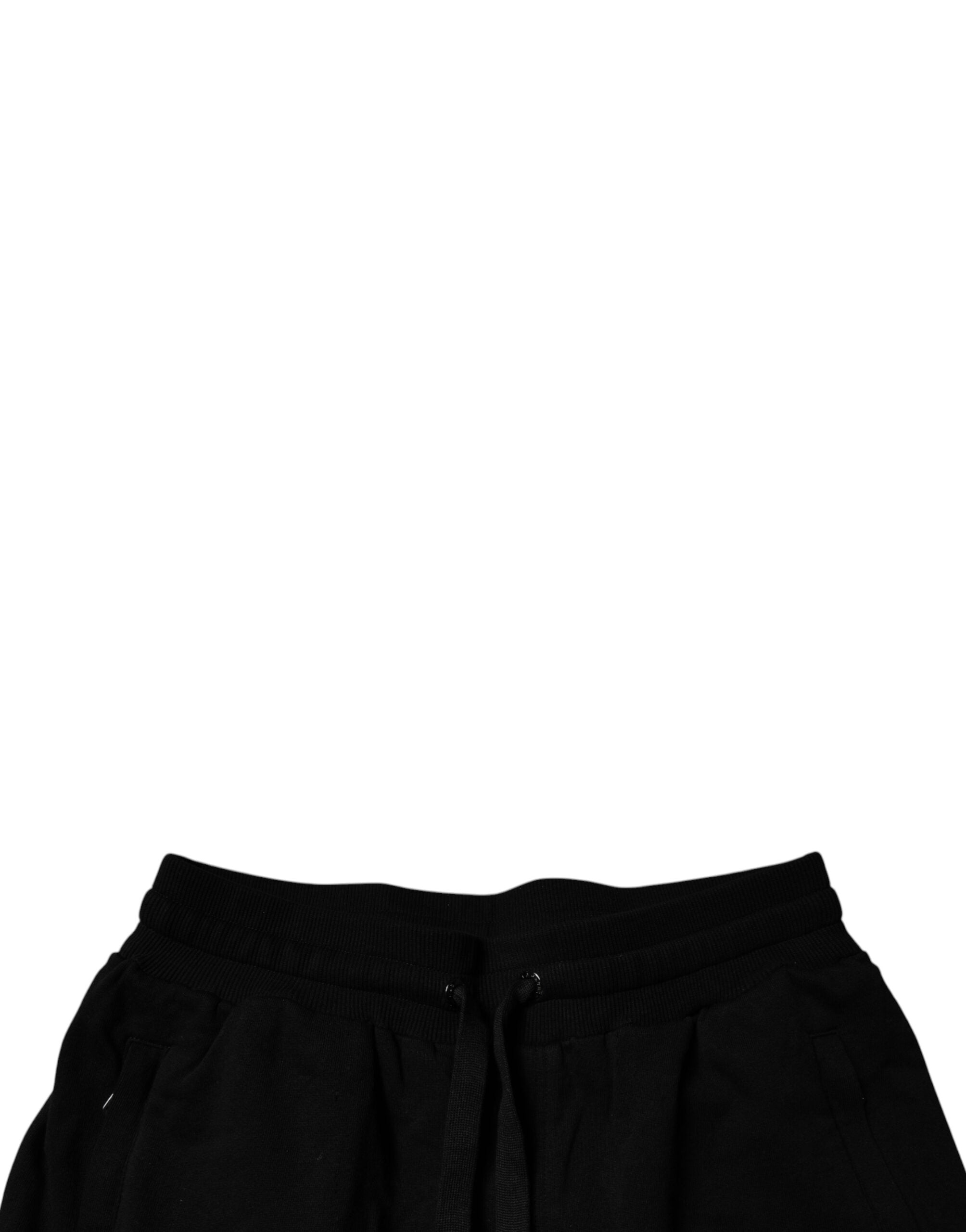 Dolce & Gabbana Schwarze Baumwolle Mid Waist Jogger-Sweatpants Hose