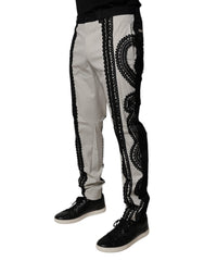 Dolce & Gabbana Weiße Spitzenborte Mid Waist Hose Elegant
