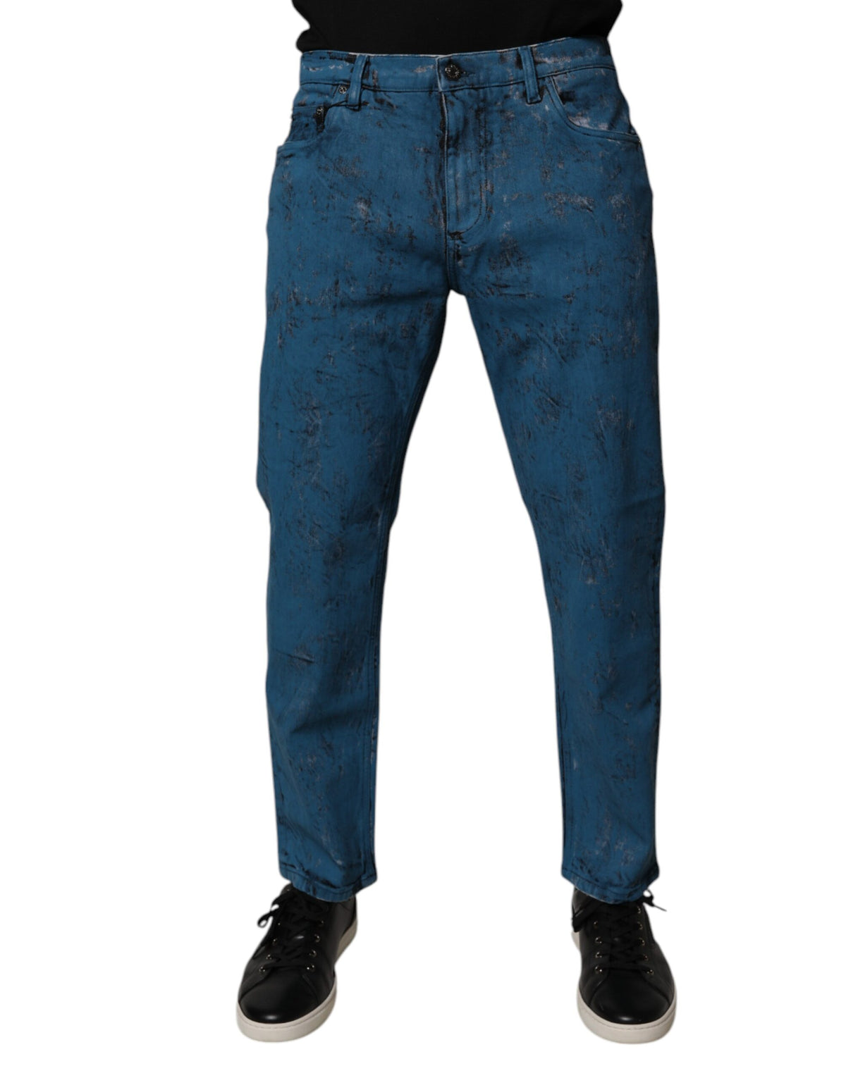 Dolce & Gabbana Blaue Batik Baumwoll-Skinny-Jeans für Herren