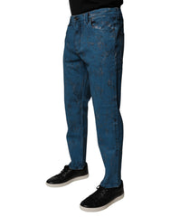 Dolce & Gabbana Blaue Batik Baumwoll-Skinny-Jeans für Herren
