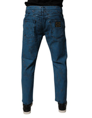 Dolce & Gabbana Blaue Batik Baumwoll-Skinny-Jeans für Herren