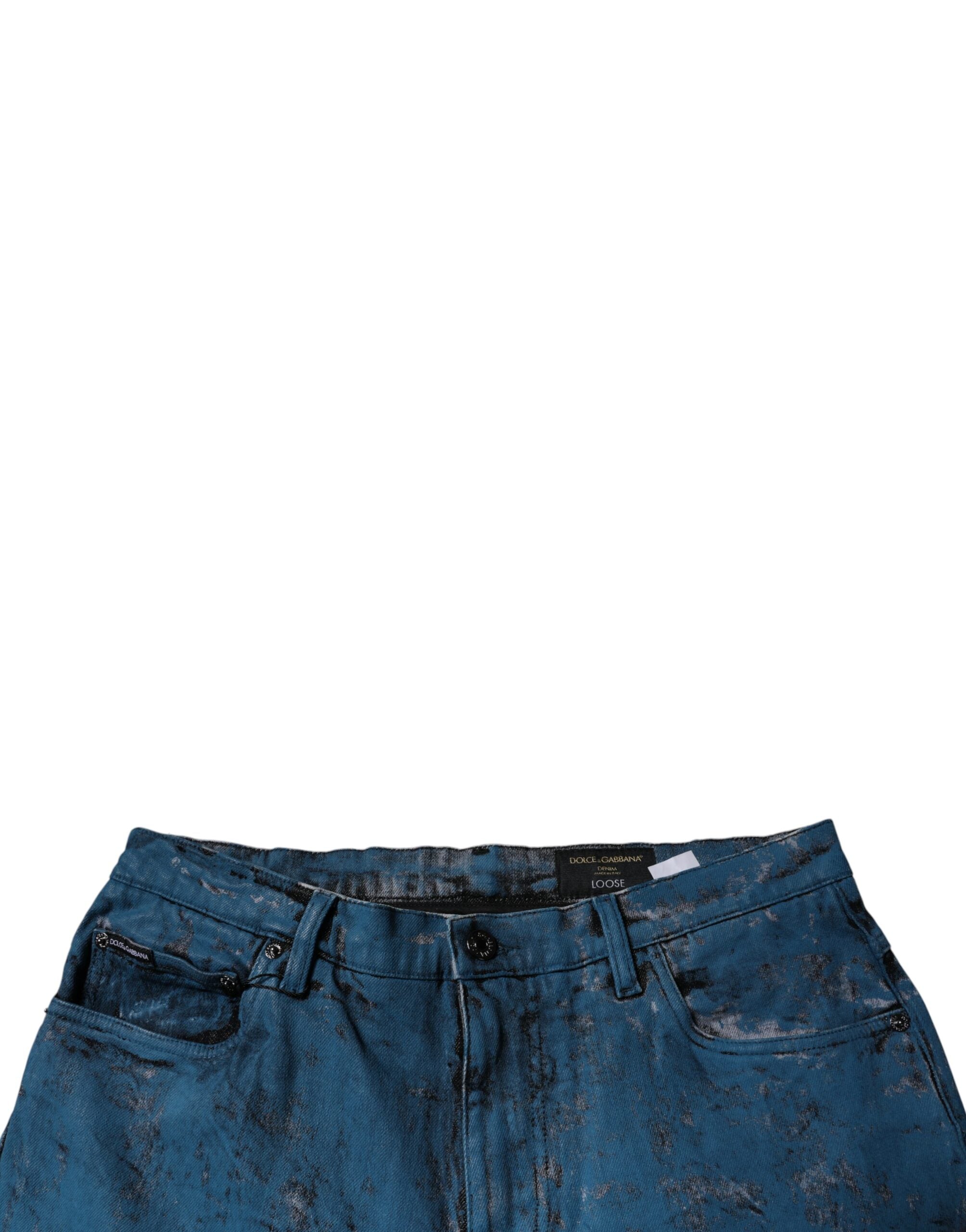 Dolce & Gabbana Blaue Batik Baumwoll-Skinny-Jeans für Herren