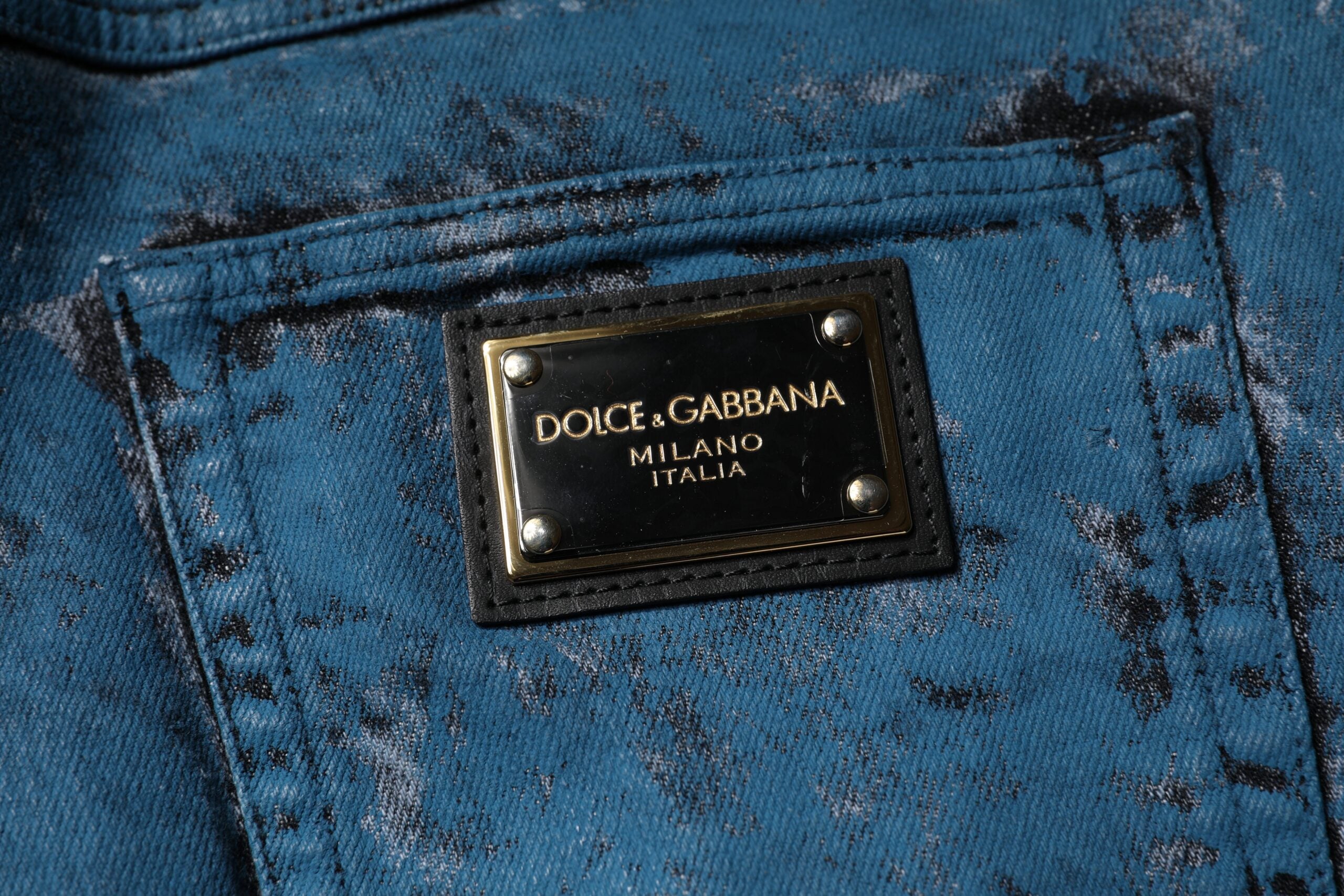 Dolce & Gabbana Blaue Batik Baumwoll-Skinny-Jeans für Herren