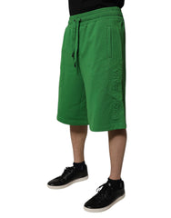 Dolce & Gabbana Grüne Baumwoll-Herren-Sweatshorts Bermuda-Shorts