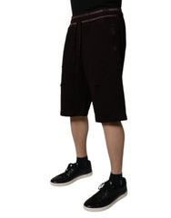 Dolce & Gabbana Bordeauxrode Katoenen Bermudashort voor Heren met Logoplaatje