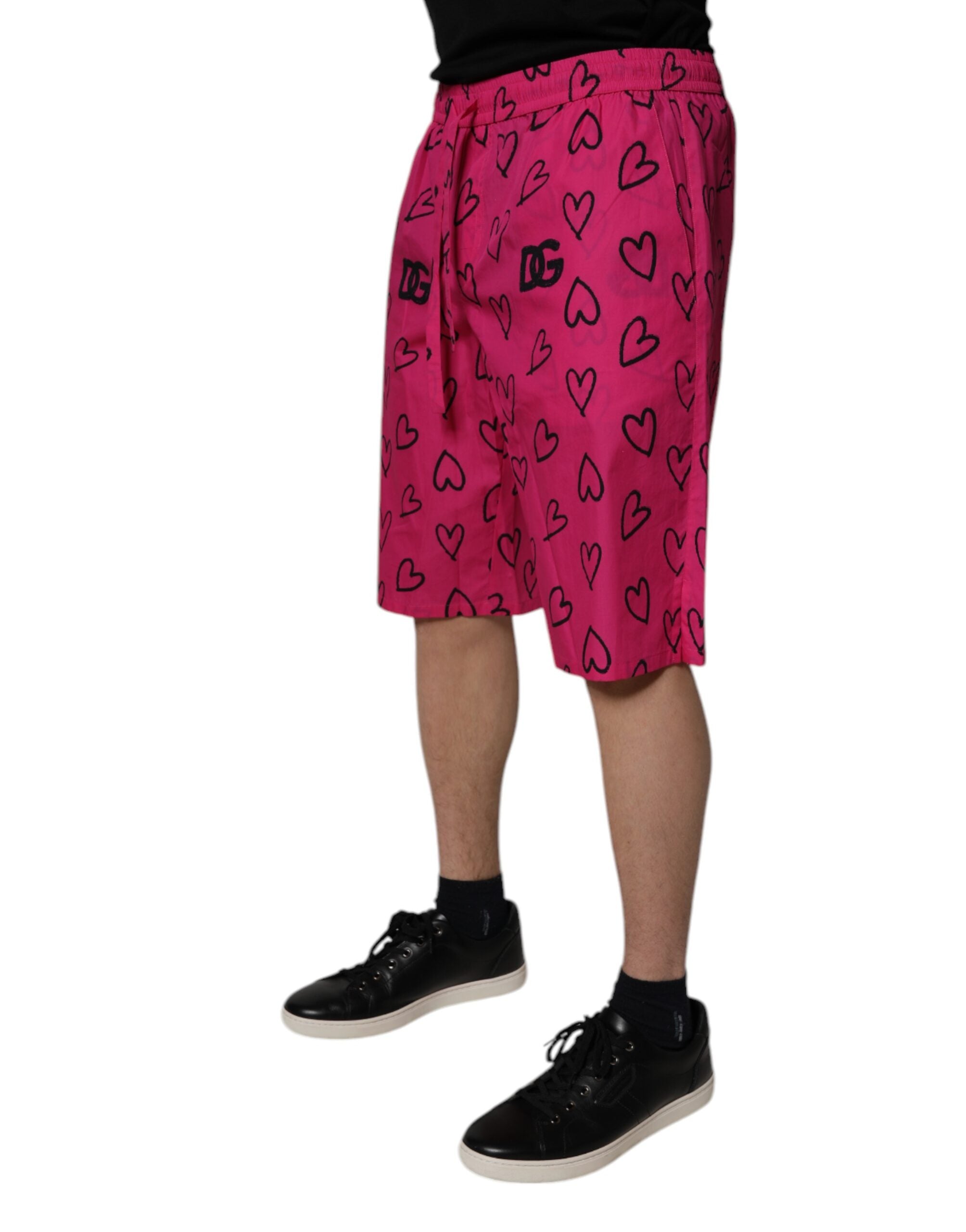 Dolce & Gabbana Rosa Bermuda-Shorts aus Baumwolle mit Herzmuster
