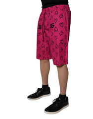 Dolce & Gabbana Rosa Bermuda-Shorts aus Baumwolle mit Herzmuster