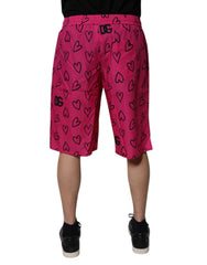 Dolce & Gabbana Rosa Bermuda-Shorts aus Baumwolle mit Herzmuster