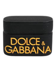 Dolce & Gabbana Schwarzes gelbes Silikon-AirPods-Case mit geprägtem Logo