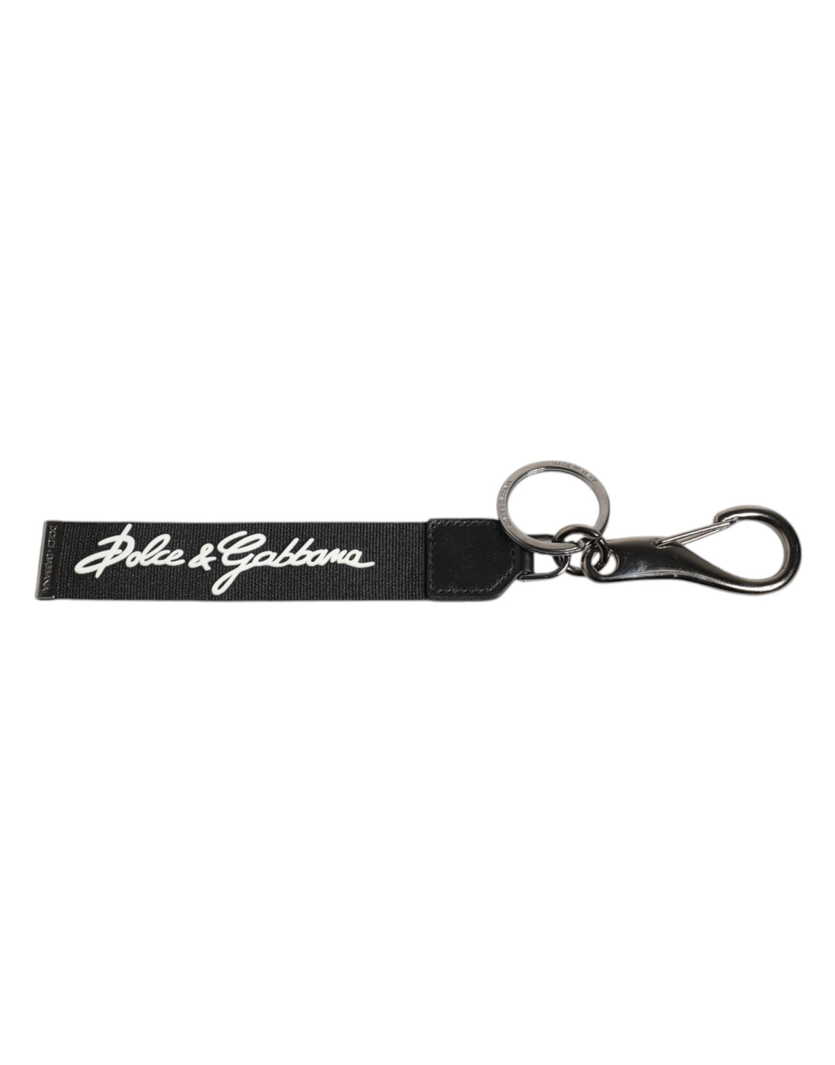 Dolce & Gabbana Zwart Wit DG Logo Zilveren Heren Sleutelhanger Polyester Sleutelhanger