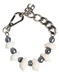 Dolce & Gabbana Zilverkleurige Messing Kralen Schelp DG Logo Hanger Armband