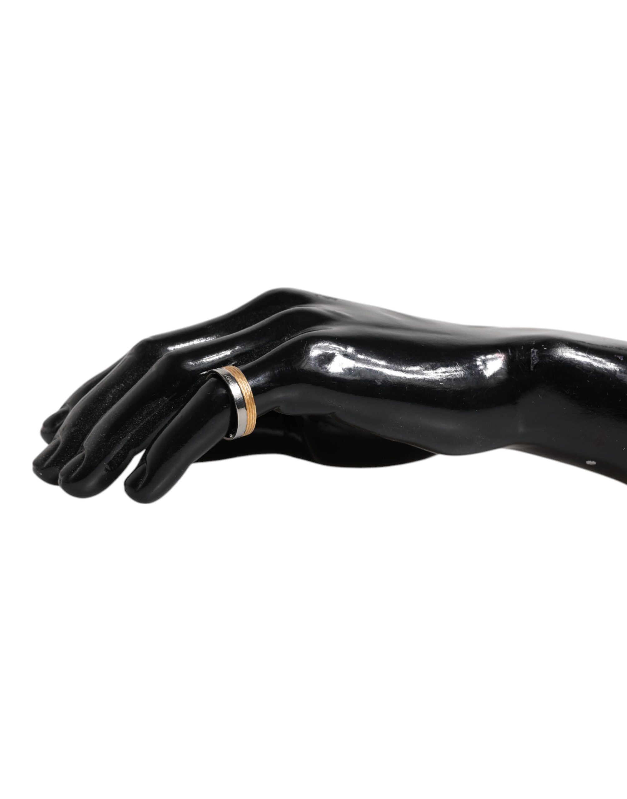 Dolce & Gabbana Gouden Zilverkleurige Echte Messing DG Logo Ring