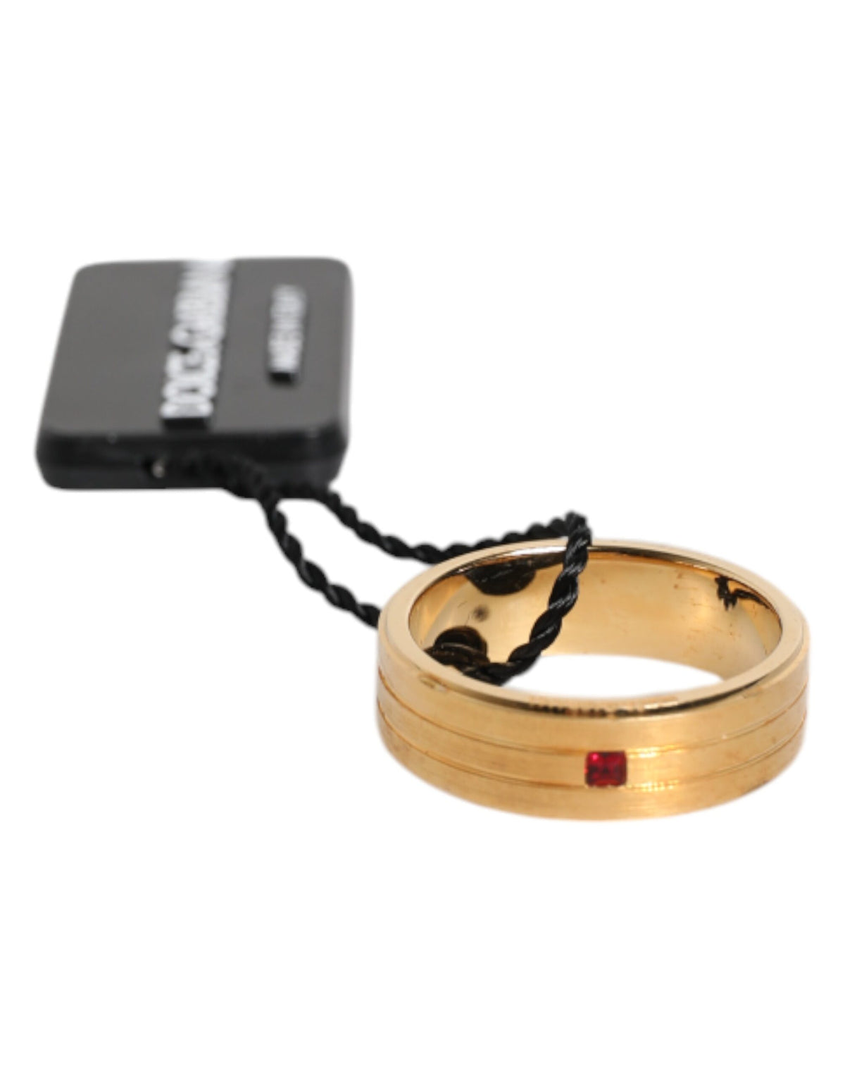Dolce & Gabbana Vergulde Messing Ring met Rode Kristallen en DG Logo
