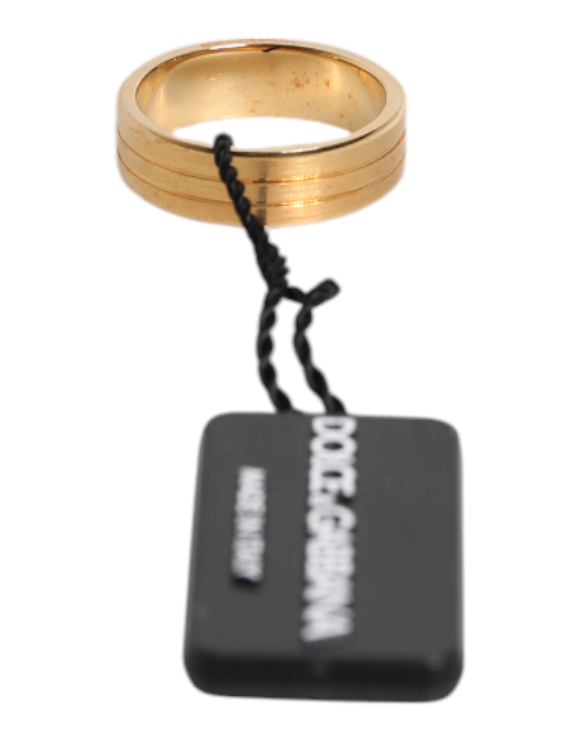 Dolce & Gabbana Vergulde Messing Ring met Rode Kristallen en DG Logo