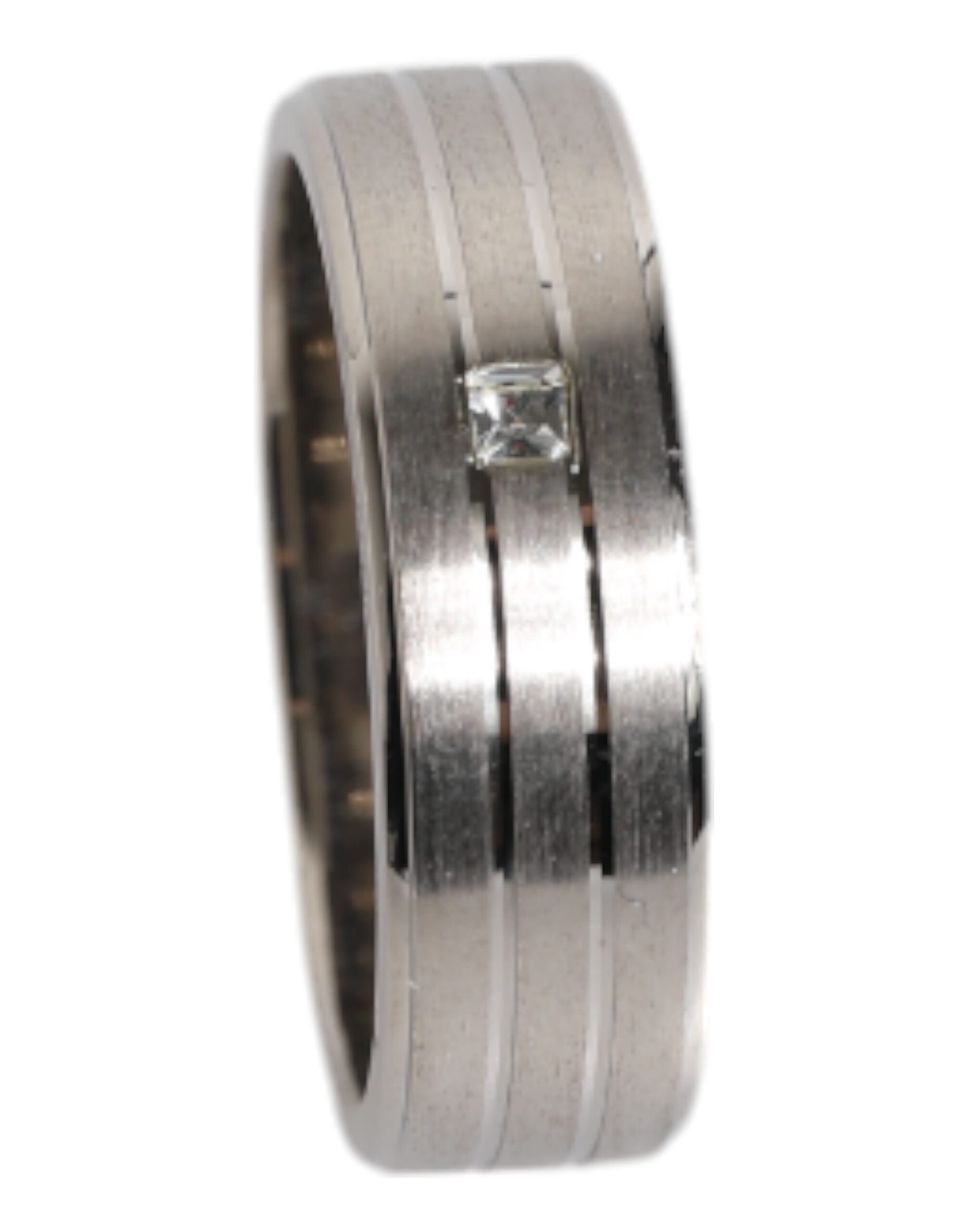 Dolce & Gabbana Zilverkleurige Messing Heldere Kristal DG Logo Ring
