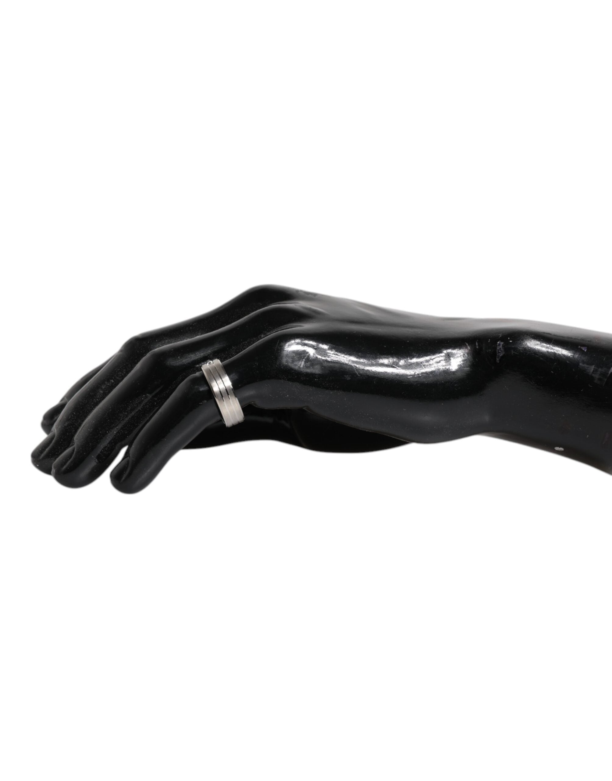 Dolce & Gabbana Zilverkleurige Messing Ring met Heldere Kristallen en DG-logo