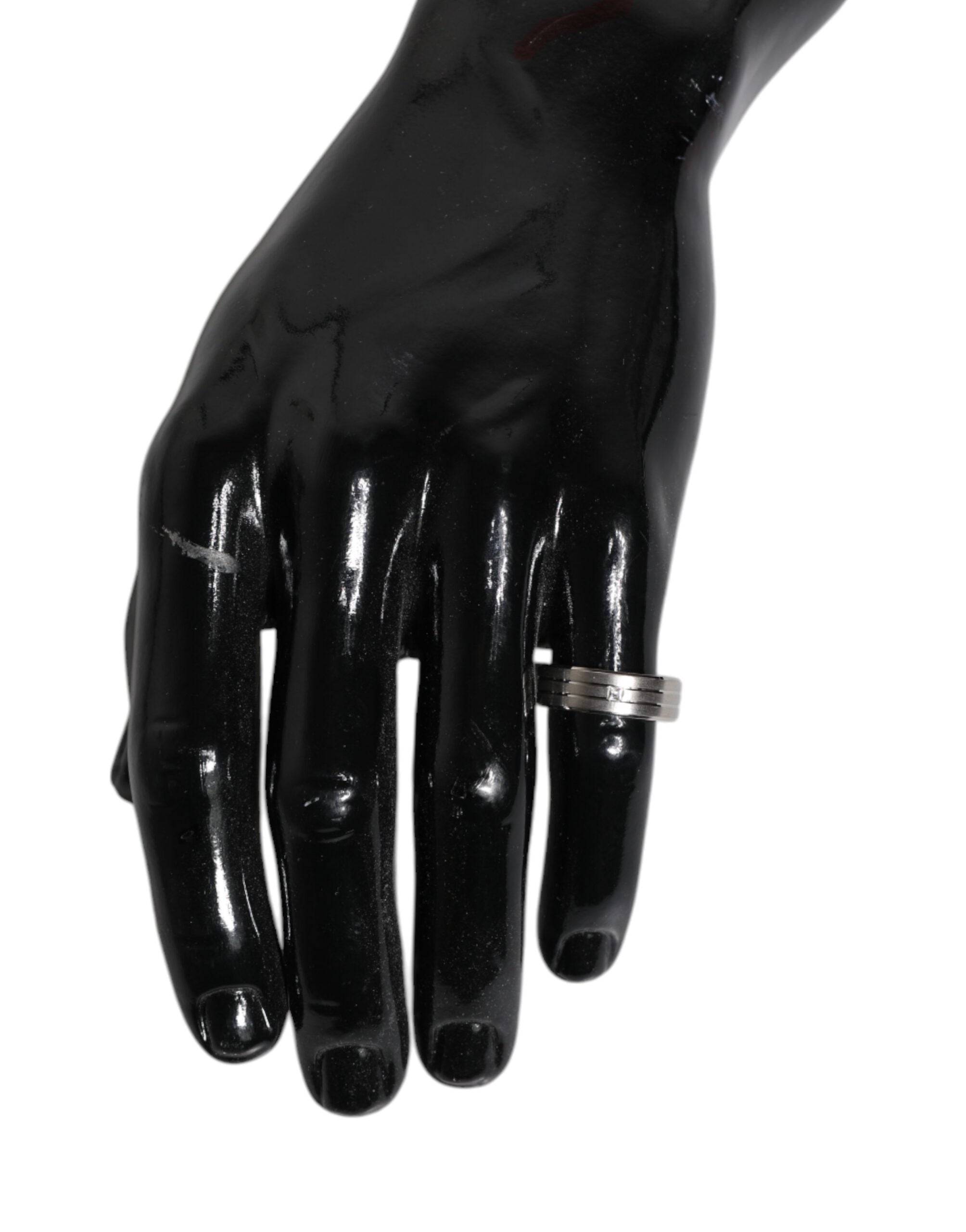 Dolce & Gabbana Zilverkleurige Messing Ring met Heldere Kristallen en DG-logo