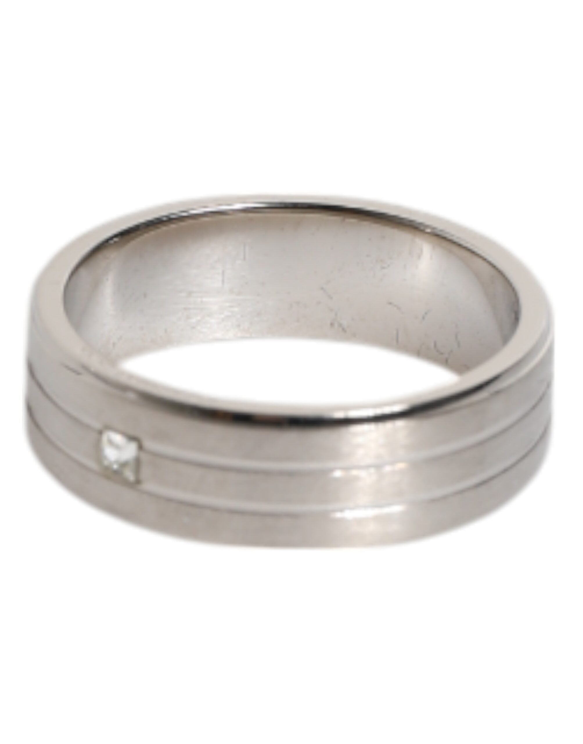 Dolce & Gabbana Zilverkleurige Messing Ring met Heldere Kristallen DG-logo