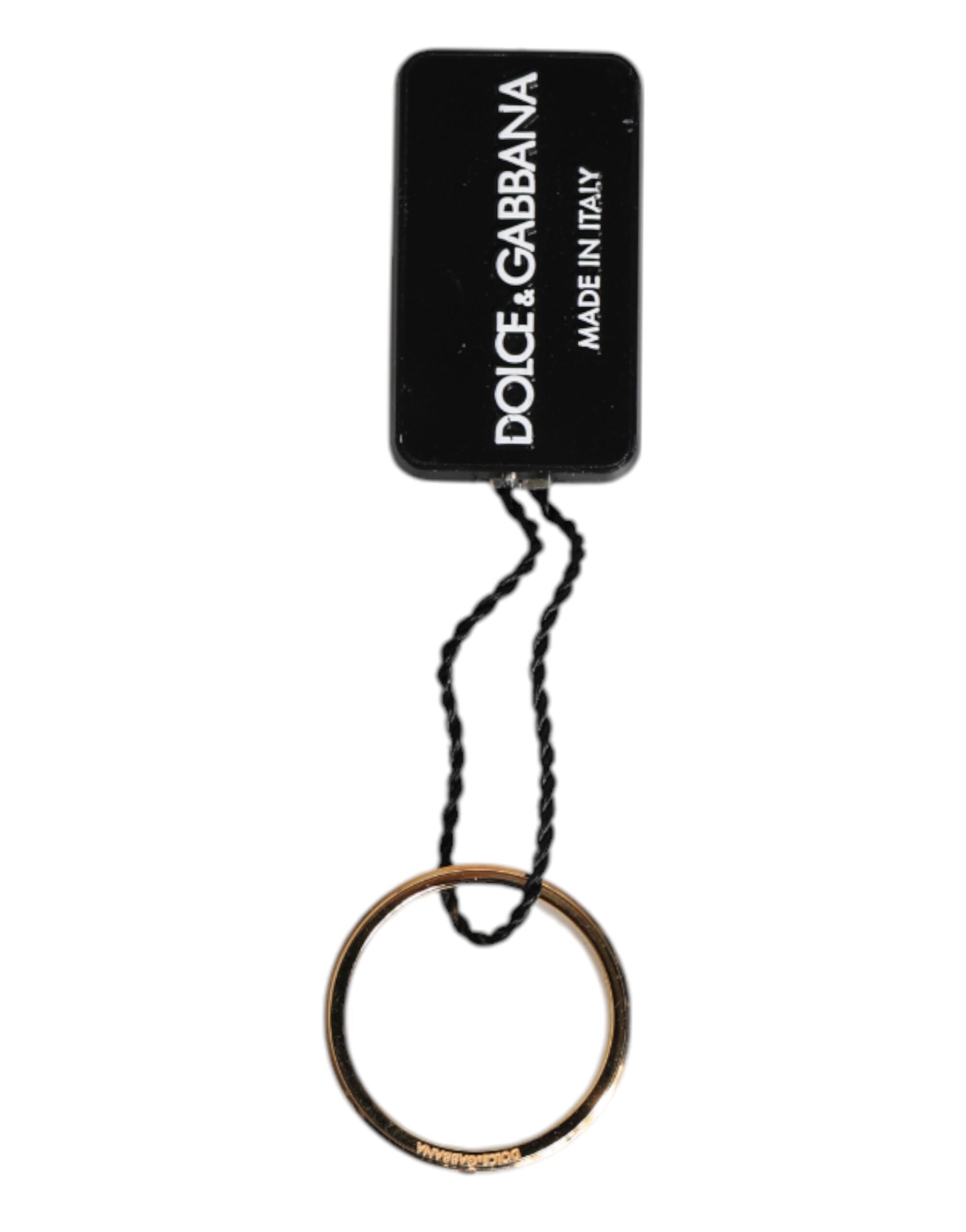 Dolce & Gabbana Vergulde Messing Rode Kristallen DG Logo Ring