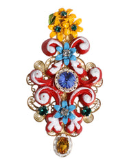 Dolce & Gabbana Mehrfarbige Frühling CARRETTO Haarklammer aus goldfarbenem Messing und Kristall