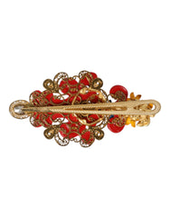 Dolce & Gabbana Mehrfarbige Frühling CARRETTO Haarklammer aus goldfarbenem Messing und Kristall