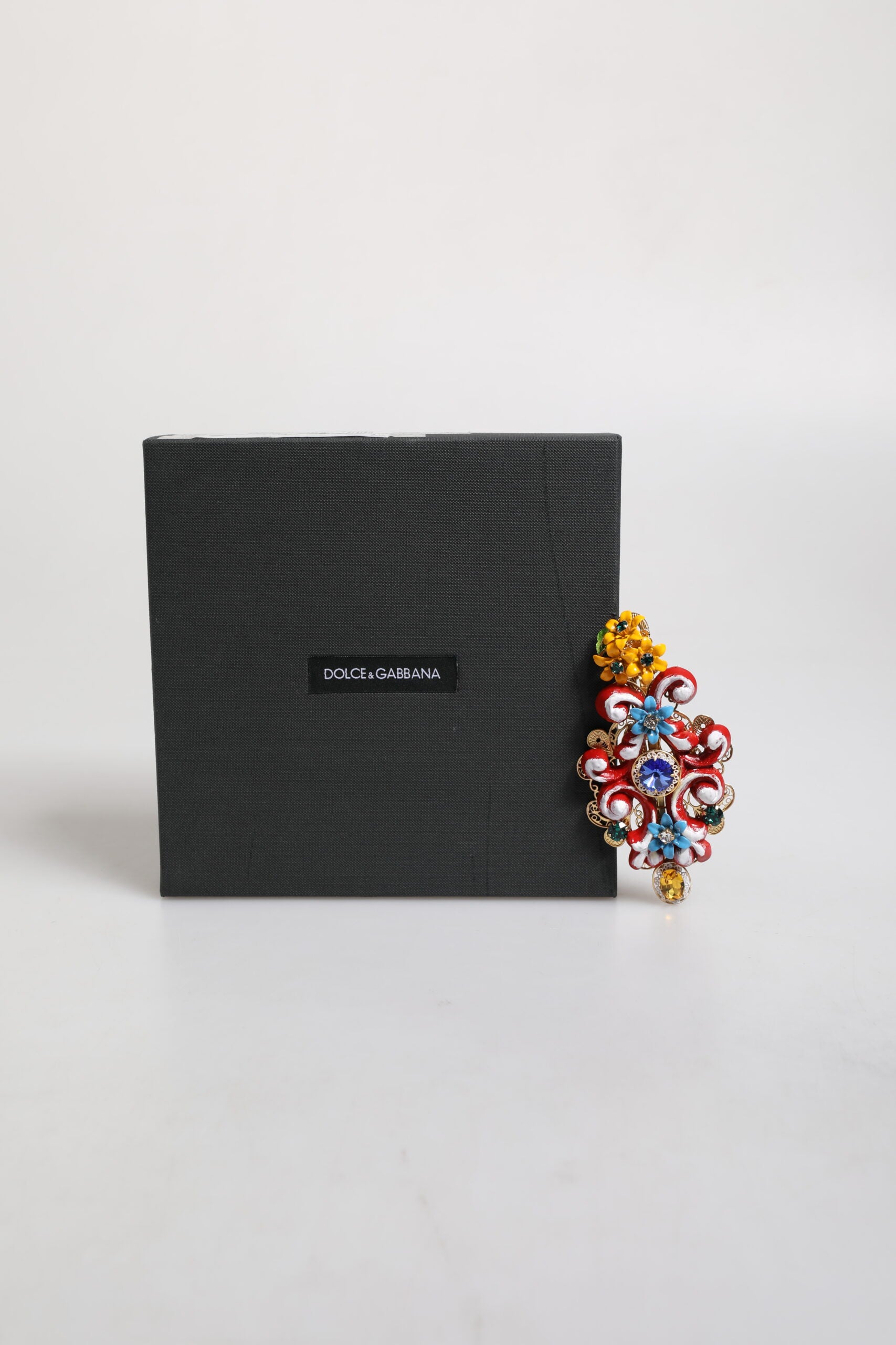 Dolce & Gabbana Mehrfarbige Frühling CARRETTO Haarklammer aus goldfarbenem Messing und Kristall