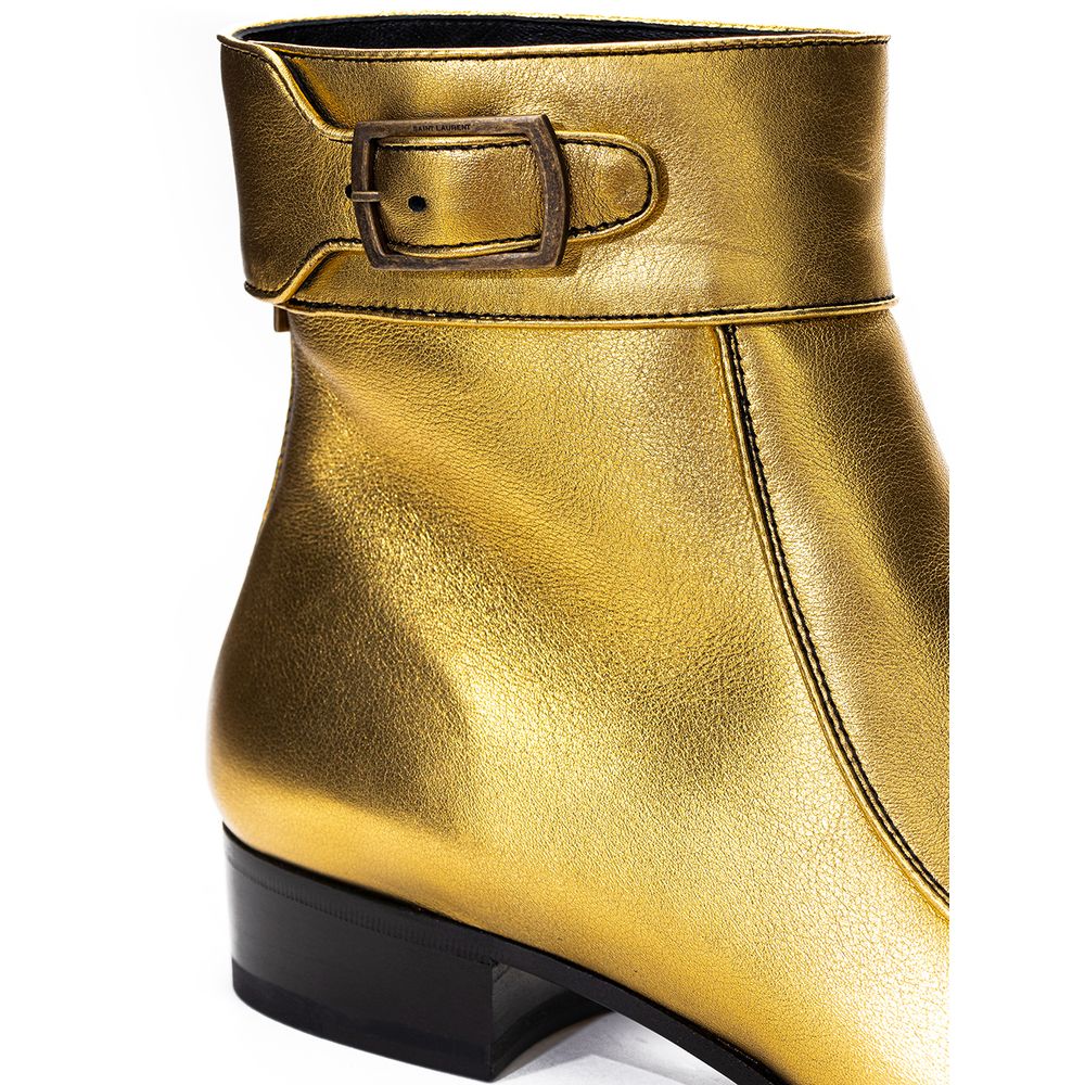 Saint Laurent Gouden Leren Enkellaarzen