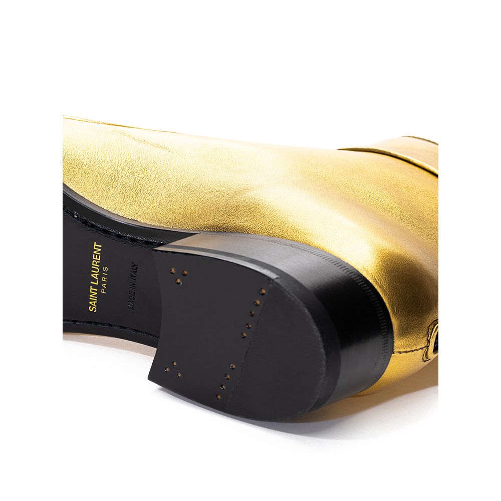 Saint Laurent Gouden Leren Enkellaarzen