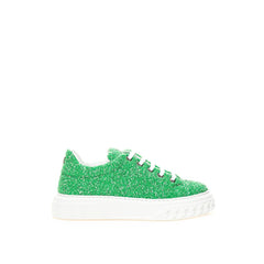 Casadei Grüne Sneakers aus Stoff und Leder