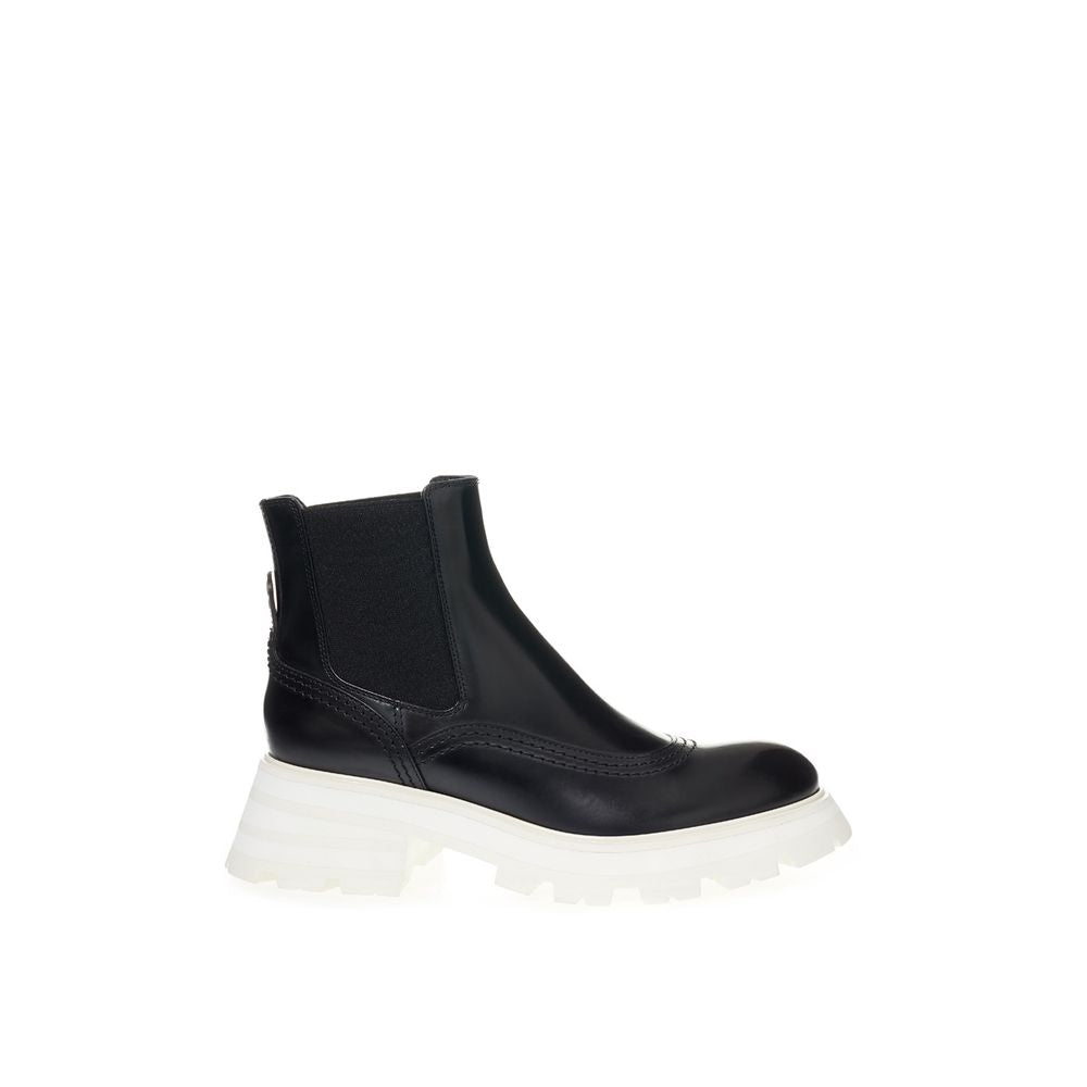 Alexander McQueen Schwarze Leder Chelsea Boots