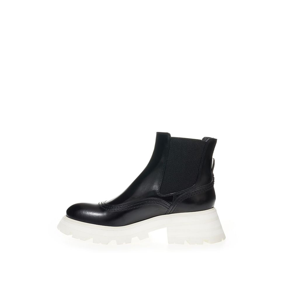 Alexander McQueen Schwarze Leder Chelsea Boots