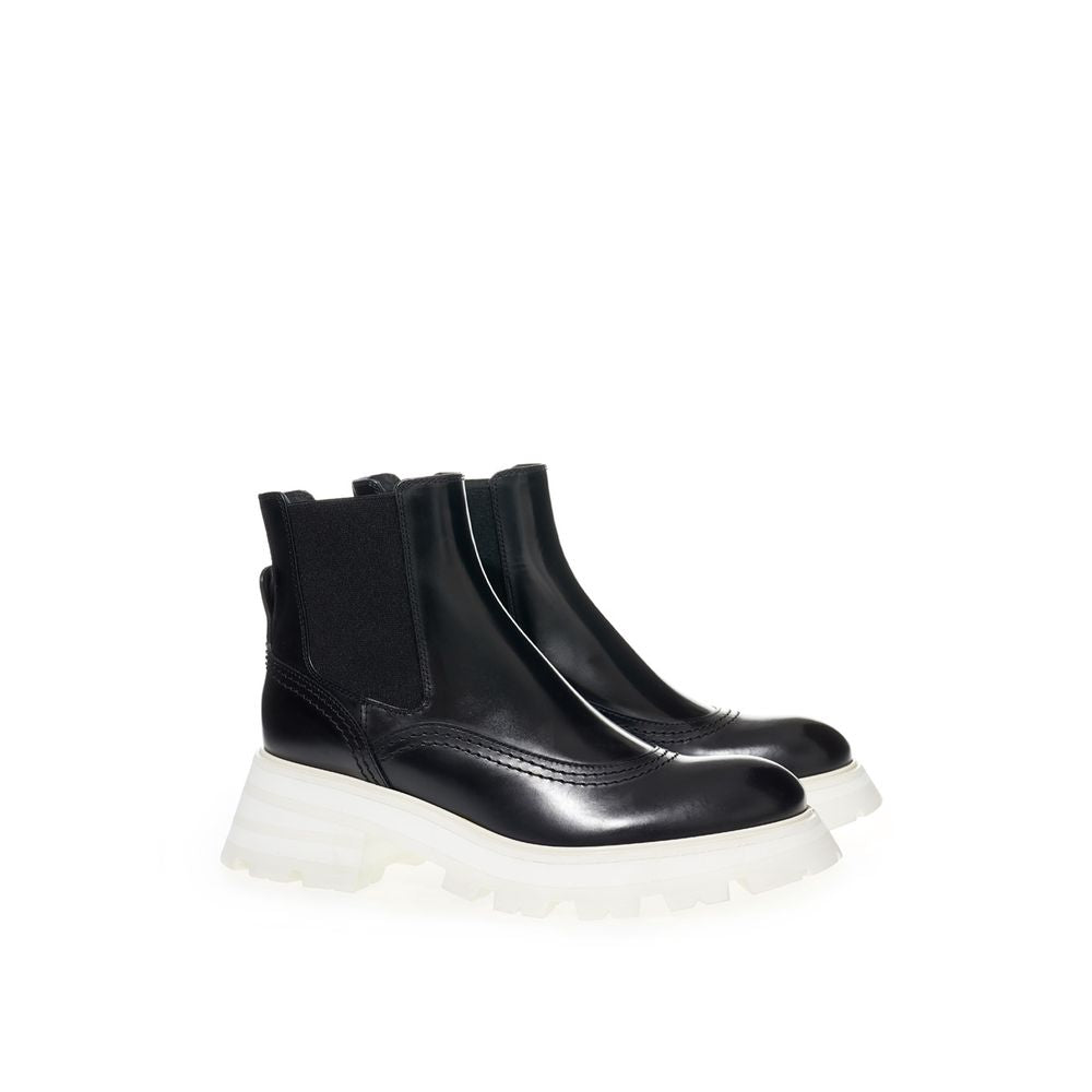 Alexander McQueen Schwarze Leder Chelsea Boots