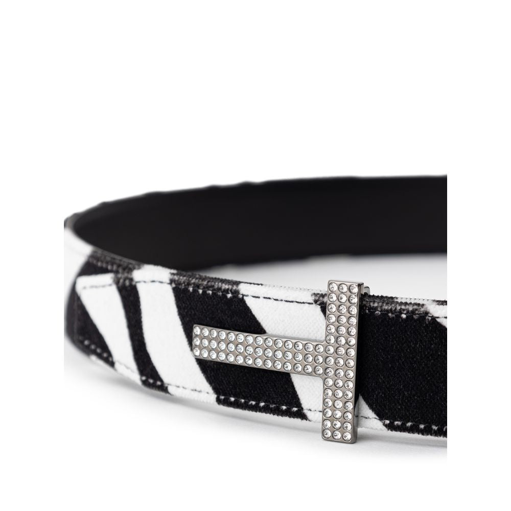 Tom Ford Zwart-Witte Leren Regular Riem
